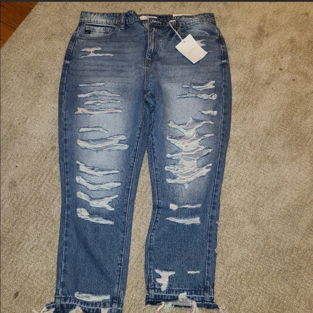 KanKan KanCan NWT boutique jeans rainbow thread 15 /31